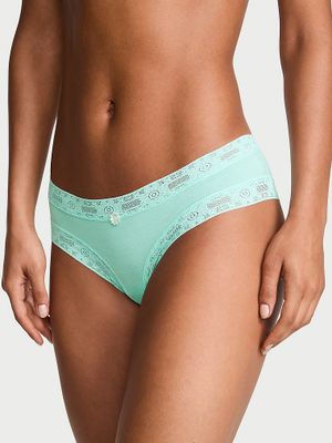 Lace Trim Chiloți Cheeky din bumbac, cu margini din dantelă
