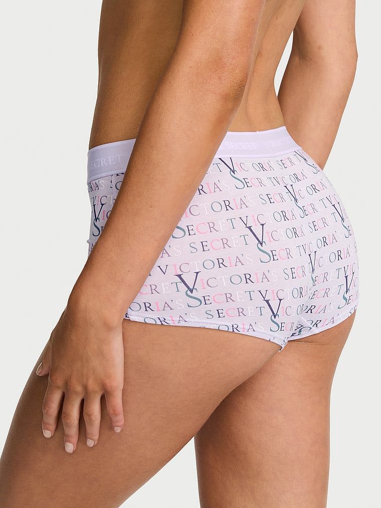 Pantaloni scurți din bumbac cu logo-ul la talie Boyshort. Produsul are o culoare cu model și provine din colecția Bumbac.
