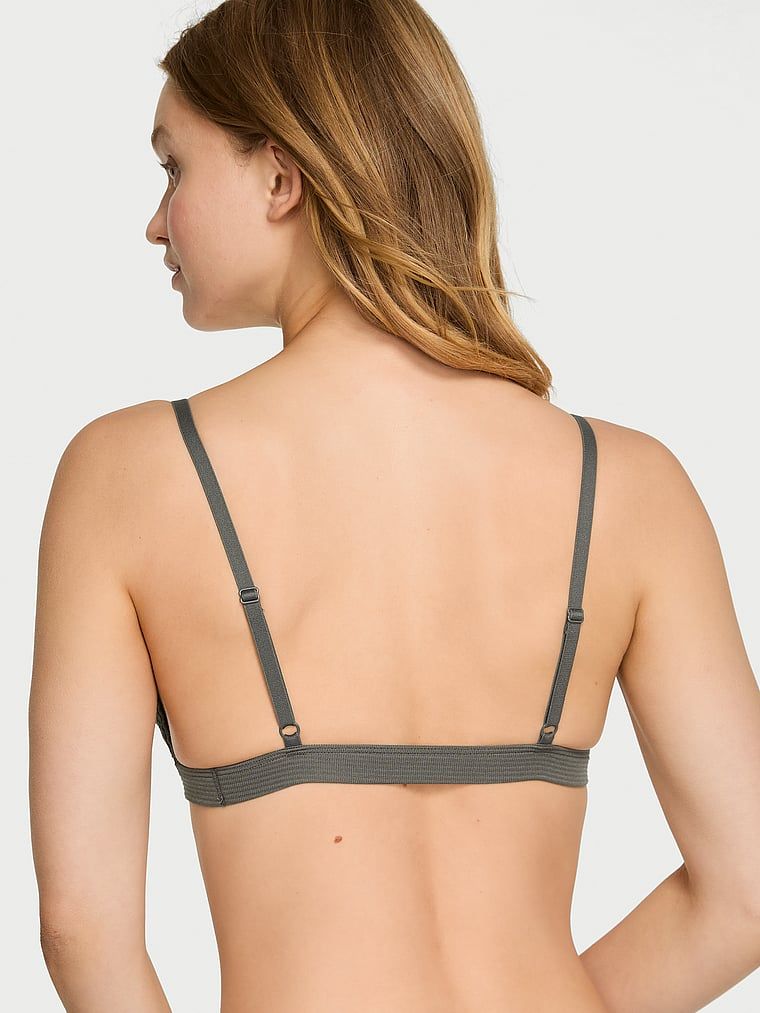 Sutien necăptușit din bumbac Bralette Shadow Stripe. Produsul este de culoare verde și provine din colecția de tricouri.