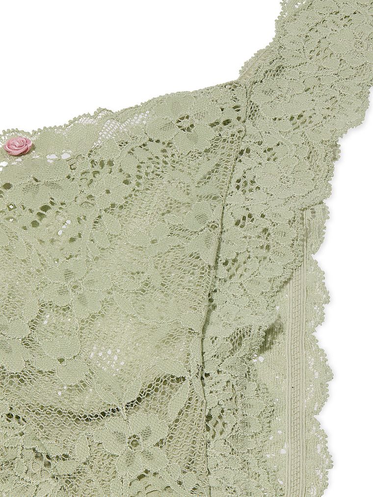Chiloți brazilieni din dantelă. Produsul este de culoare verde și provine din colecția Dream Angels.