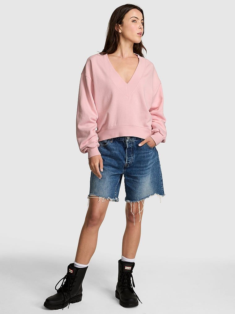 Hanorac scurt Ivy Fleece V-Neck High-Low