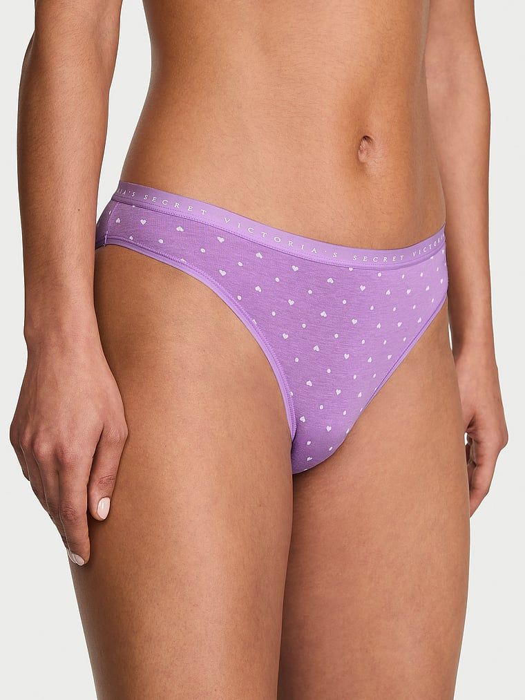 Chiloți de bumbac Bikini. Produsul are o culoare cu model și provine din colecția Victoria's Secret.