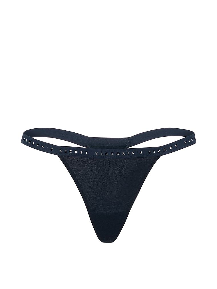 Tanga de bumbac elastic. Produsul este albastru și provine din colecția Victoria's Secret.
