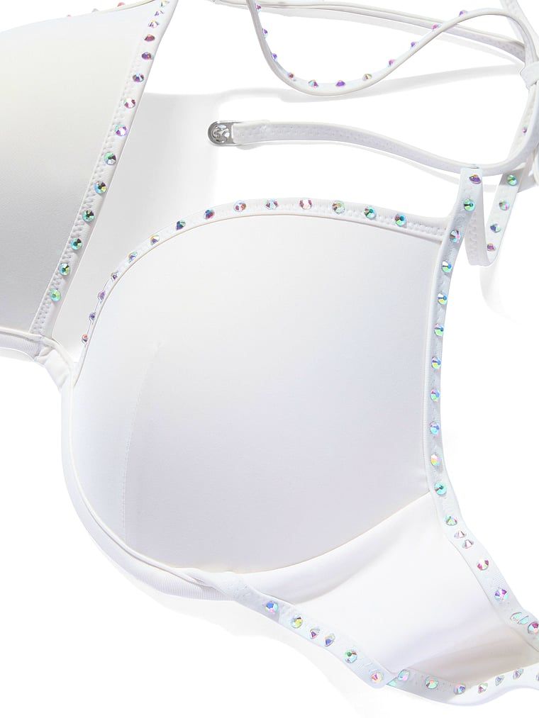 Top de bikini push-up pentru mireasă Mireasă Bridal Bling. Produsul este de culoare albă și provine din colecția Victoria's Secret Swim.