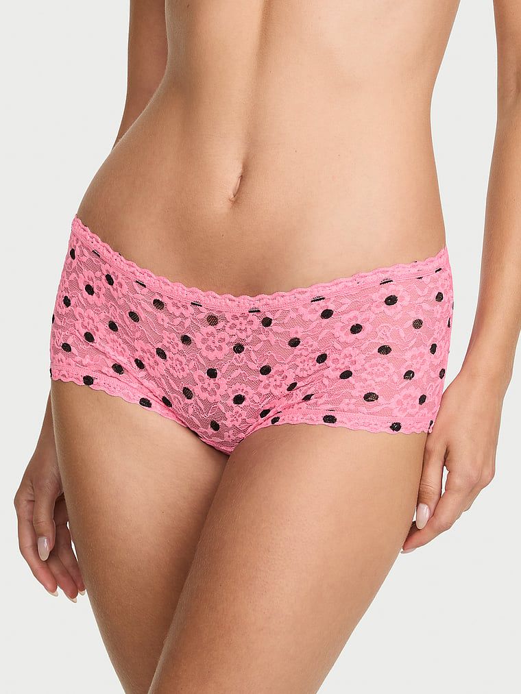 Pantaloni scurți din dantelă, pantaloni scurți cu talie joasă Boyshort. Produsul are imprimeu color și provine din colecția Lacie.
