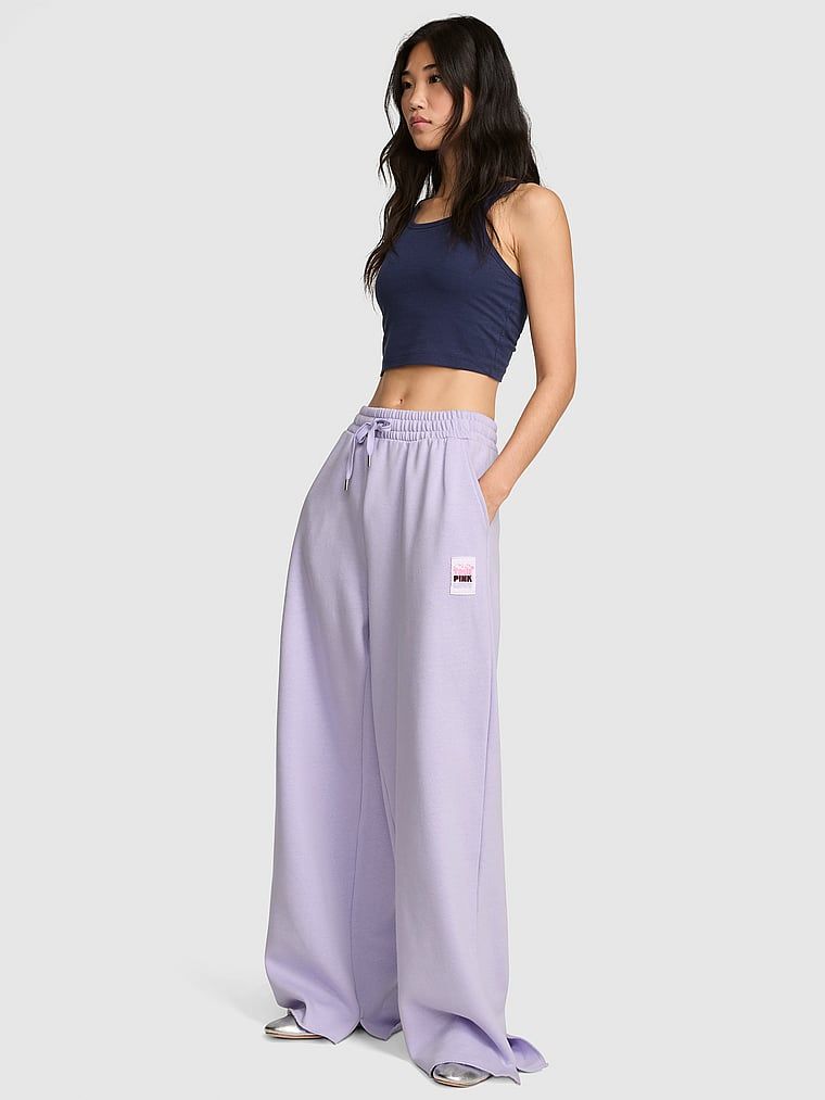 PINK Pantaloni de trening Campus Fleece cu croială largă și șlițuri