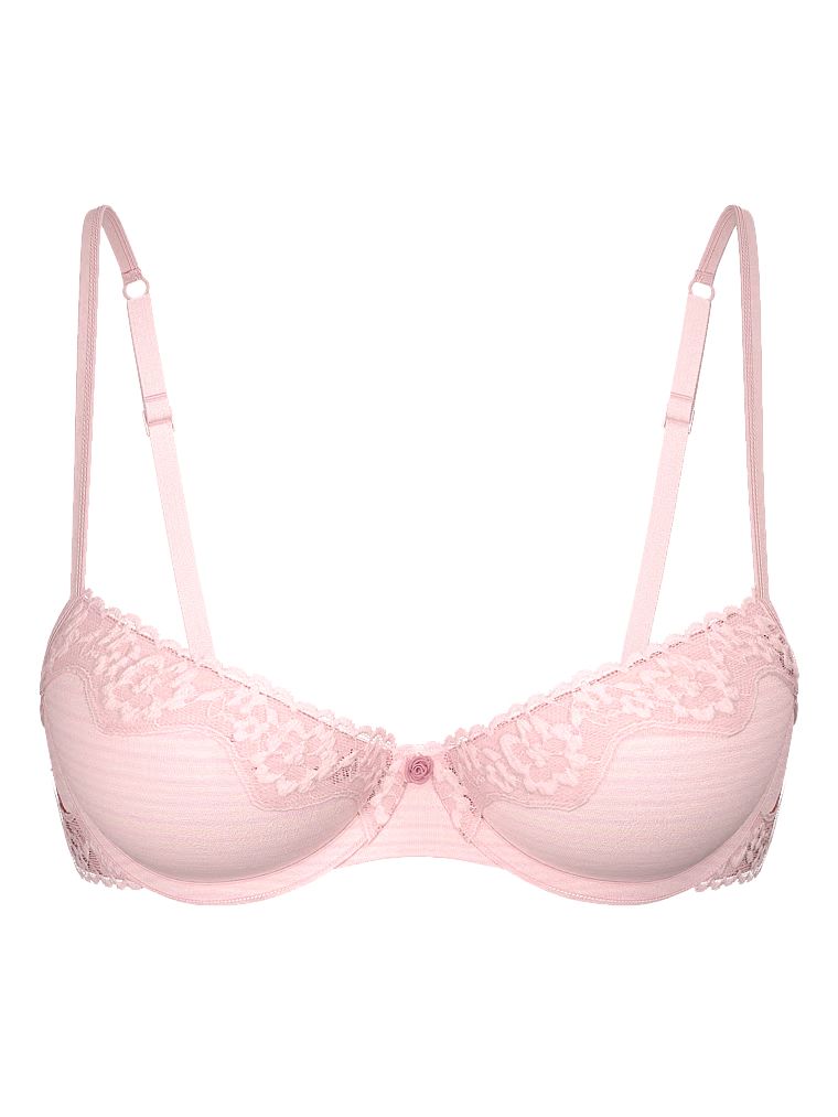 Sutien necăptușit din bumbac Shadow Stripe Demi. Produsul este de culoare roz și provine din colecția de tricouri.