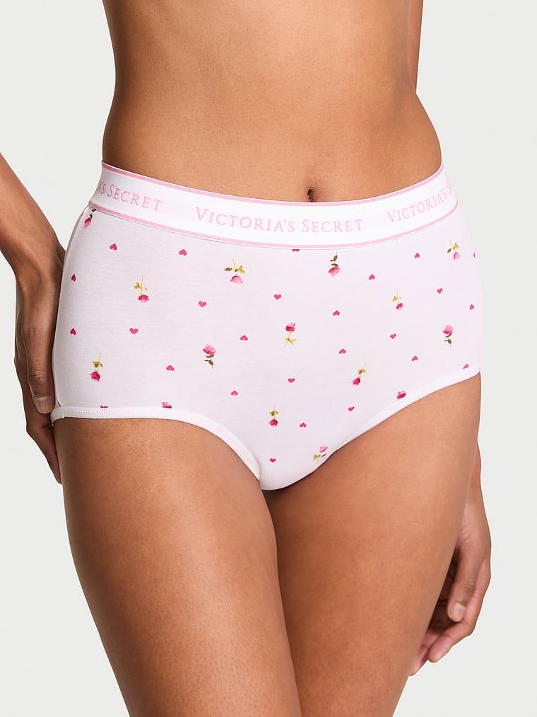 Chiloți din bumbac cu logo-ul brandului și talie înaltă. Produsul are o culoare florală și provine din colecția Bumbac.