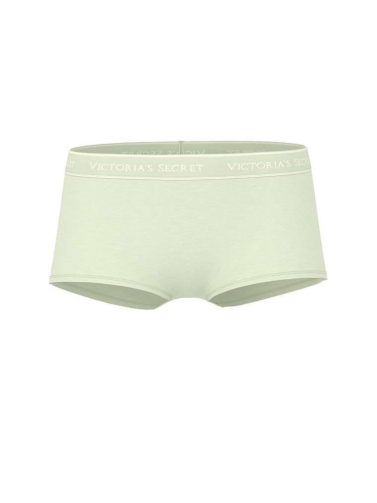 Pantaloni scurți din bumbac cu logo în talie Boyshort. Produsul este de culoare verde și provine din colecția Bumbac.