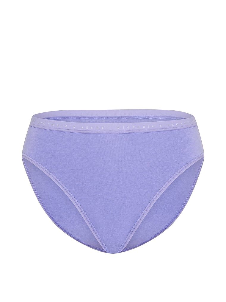 Chiloți din bumbac cu picioare înalte, pantaloni scurti cu picior înalt. Produsul este albastru și provine din colecția Victoria's Secret.
