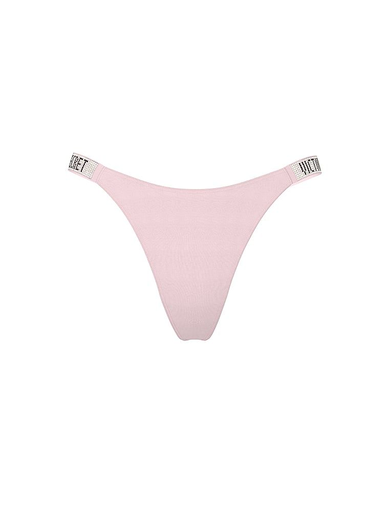 Tanga cu curele strălucitoare Shine Trap. Produsul este de culoare roz și provine din colecția Very Sexy.