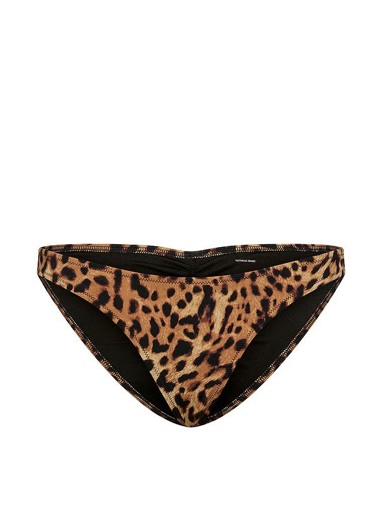 Pantalon de bikini obraznic și încrețit. Produsul este modelat și provine din colecția Victoria's Secret Swim.