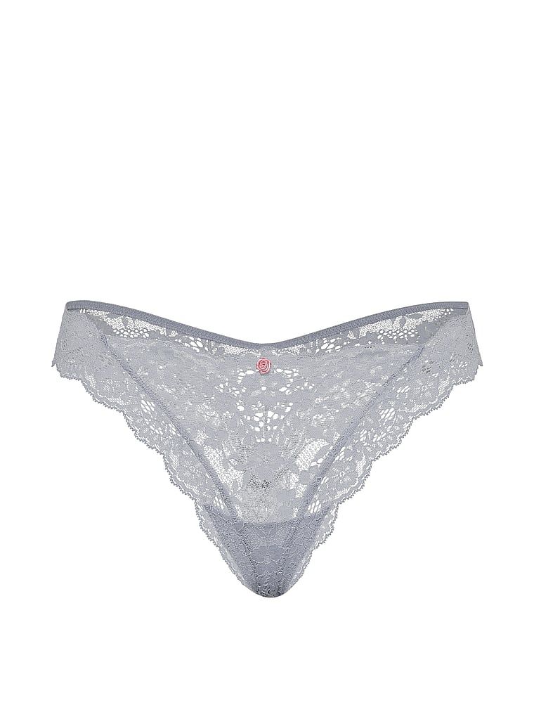 Tanga din dantelă. Produsul este de culoare gri și provine din colecția Dream Angels.