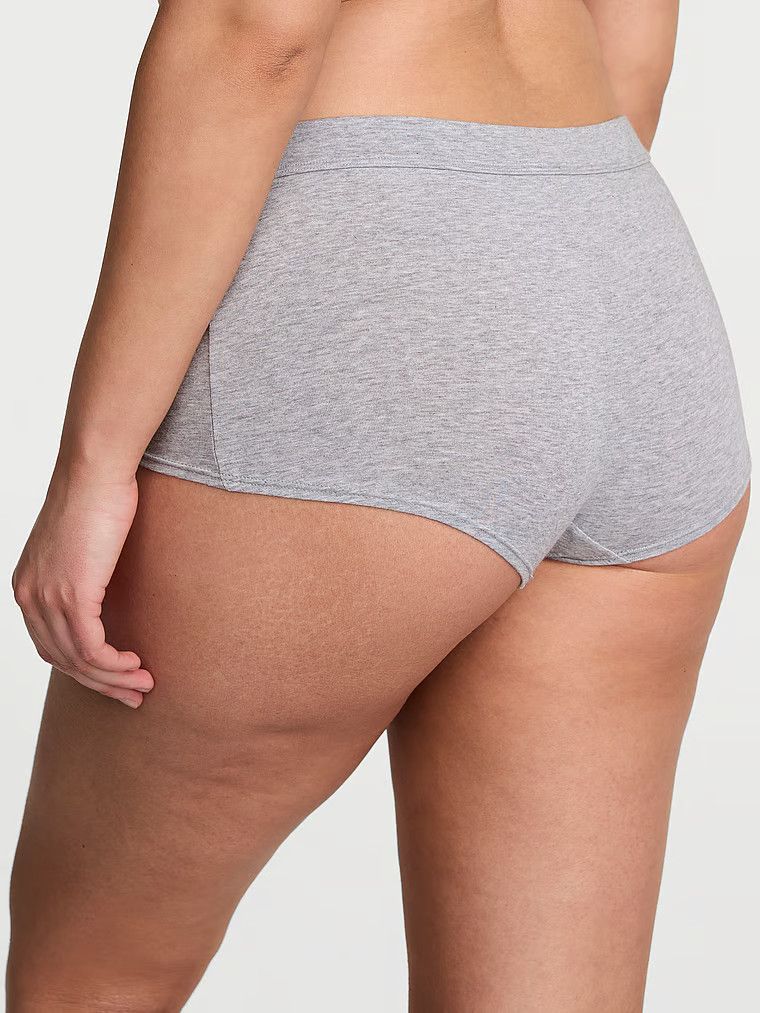 Chiloți din bumbac cu logo în talie Boyshort Hardware. Produsul este gri și provine din colecția Bumbac.