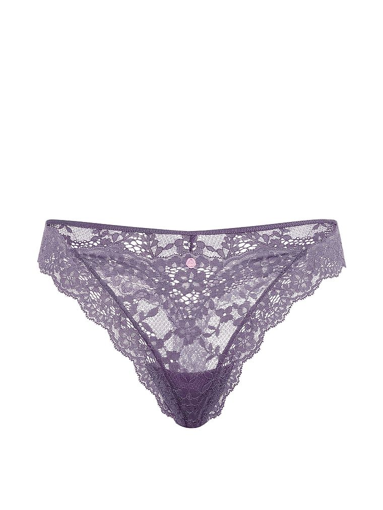Dantelă cu tanga din dantelă. Produsul este de culoare gri și provine din colecția Dream Angels.