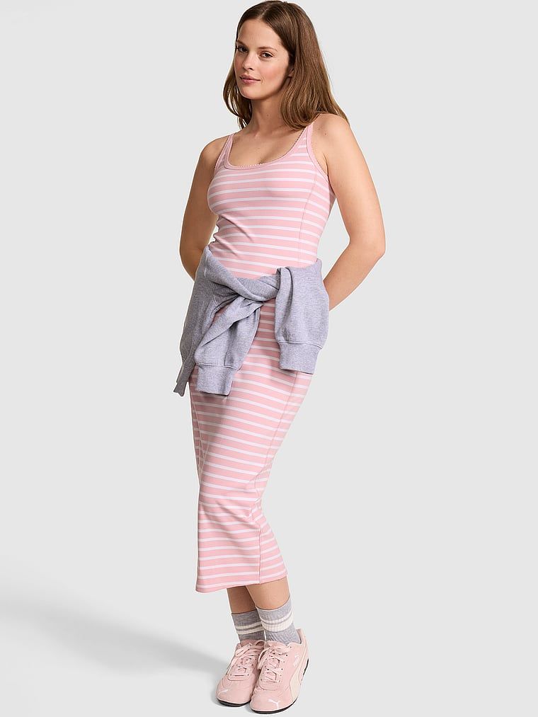 Rochie midi All-Day Soft Rib cu guler înalt