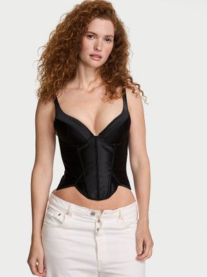 Very Sexy Top Push-Up din satin cu corset