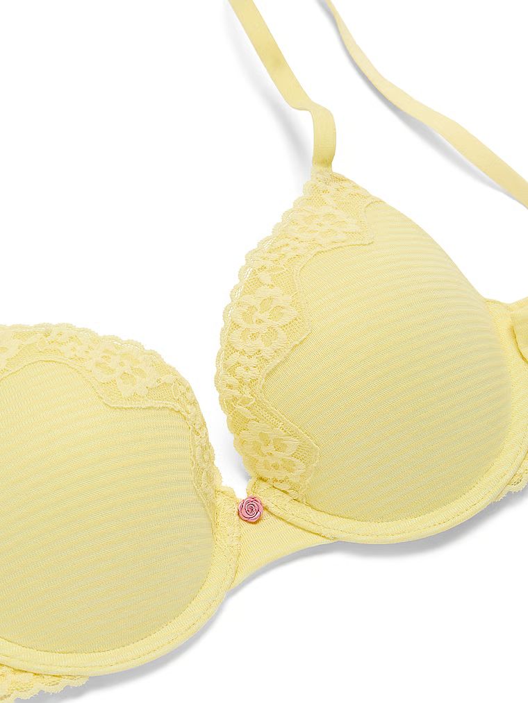 Sutien de bumbac push-up Perfect Shape Shadow Stripe. Produsul este galben și provine din colecția de tricouri.