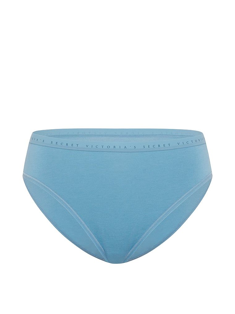 Chiloți din bumbac cu picioare înalte, pantaloni scurti cu picior înalt. Produsul este albastru și provine din colecția Victoria's Secret.