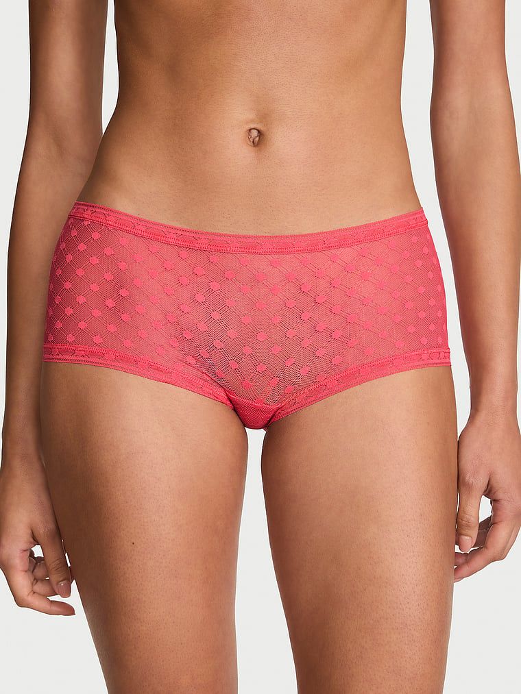 Lacie Chiloți Boyshort cu talie joasă, din dantelă, cu model geometric cu buline