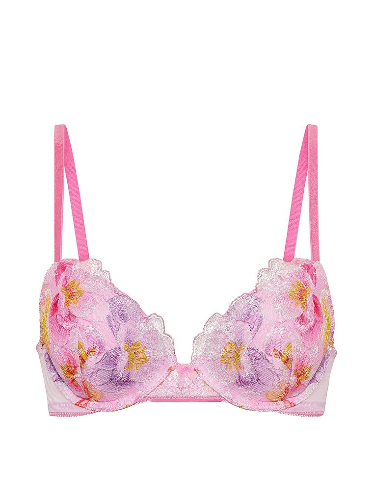 Sutien push-up cu broderie în acuarelă. Produsul este modelat și provine din colecția Dream Angels.