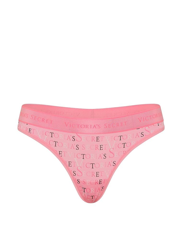 Tanga de bumbac cu logo la talie. Produsul are o culoare cu model și provine din colecția Bumbac.