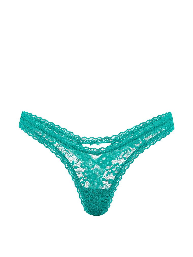 Tanga din dantelă Keyhole Ultra-Mini Scoop. Produsul este albastru și provine din colecția Lacie.