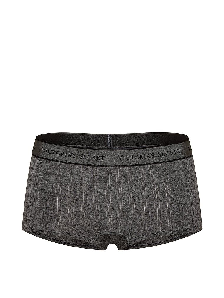 Pantaloni scurți din modal Ultra-Fine Logo Boyshort. Produsul este de culoare gri și provine din colecția Bumbac.