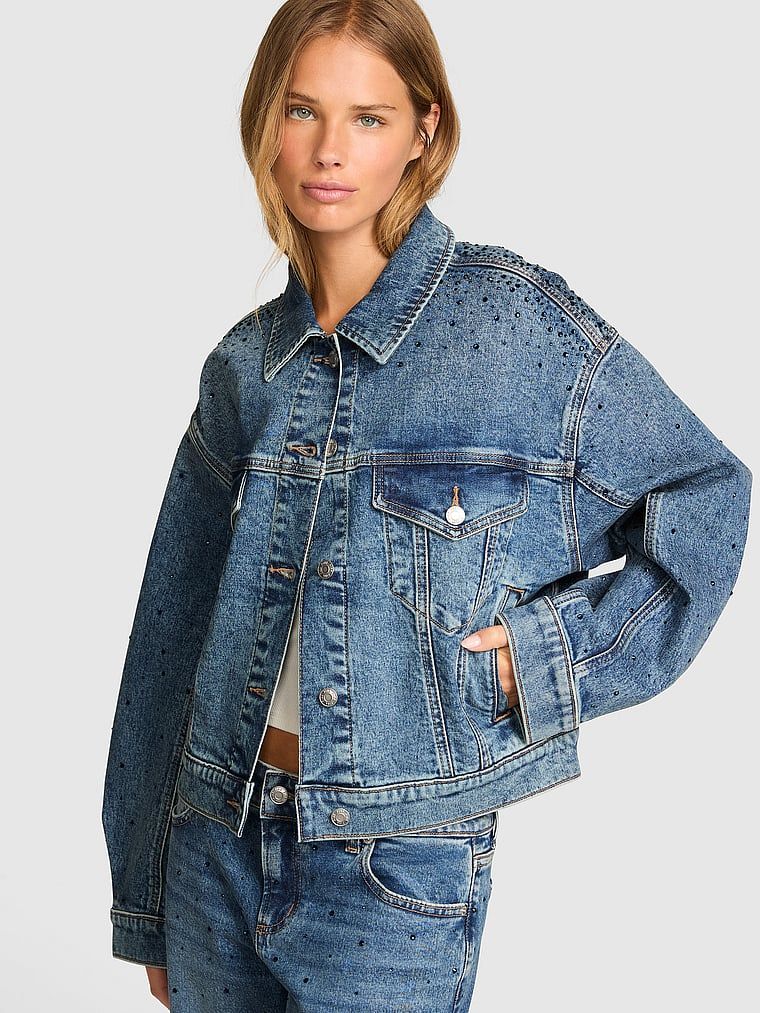 Jachetă din denim boyfriend (trucker) Denim by PINK
