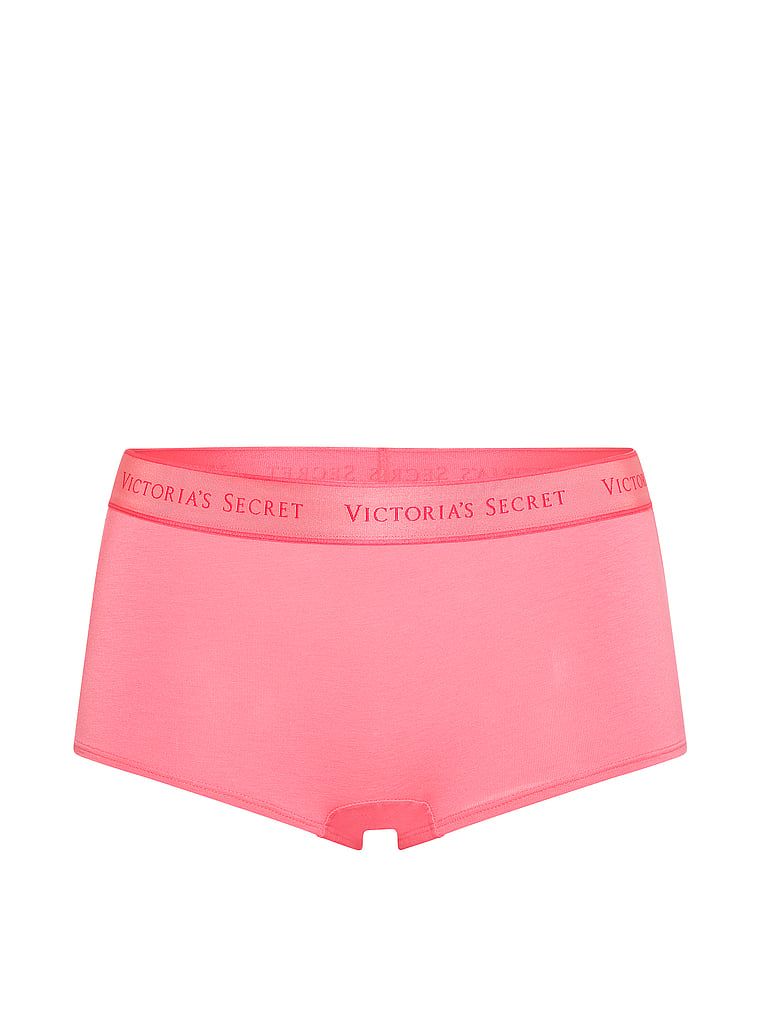 Pantaloni scurți din bumbac cu logo-ul la talie Boyshort. Produsul este roz și provine din colecția Bumbac.