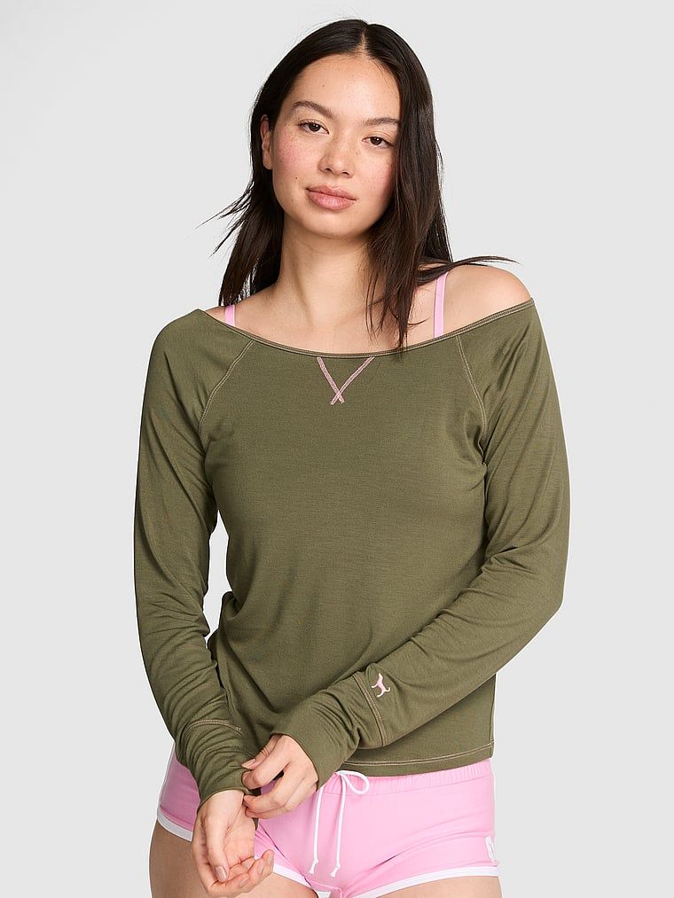 PINK Top din modal pe umeri 24/7 Lounge