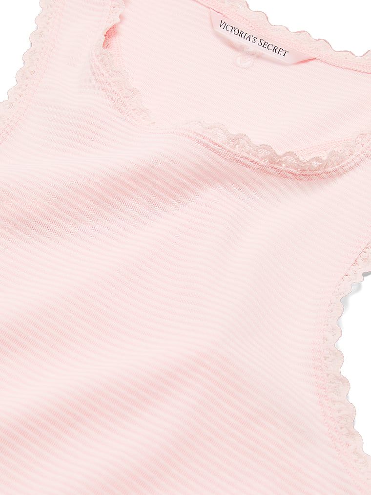 Set de dormit din bumbac - top și pantaloni Shadow Stripe. Produsul este roz și provine din colecția Victoria's Secret.