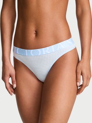 Cotton Chiloți Tanga din bumbac, cu logo supradimensionat
