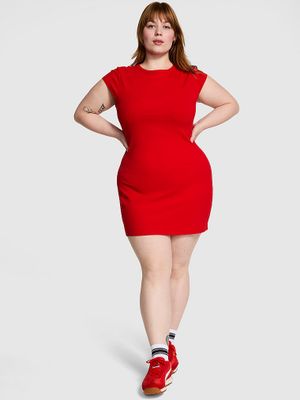 PINK Rochie bodycon cu nervuri, din material moale All-Day