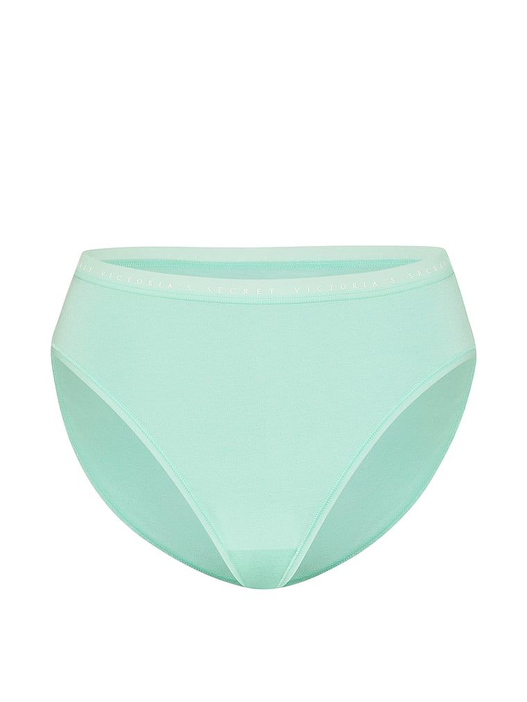 Chiloți din bumbac cu picioare înalte, pantaloni scurti cu picior înalt. Produsul este de culoare verde și provine din colecția Victoria's Secret.