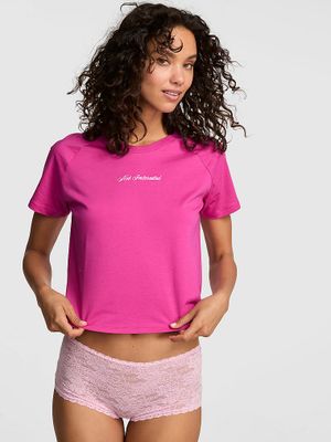 Tricou de dormit din bumbac cu mânecă raglan