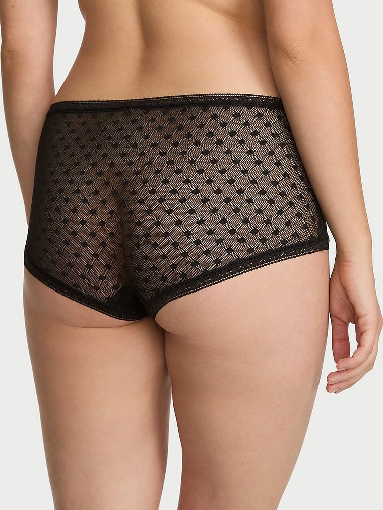 Pantaloni scurți din dantelă Dot Geo. Produsul este negru și provine din colecția Lacie.