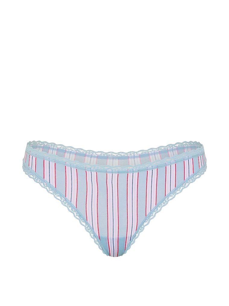 Tanga de bumbac cu dantelă pe margini: talie din dantelă. Produsul este modelat și provine din colecția Lace Trim.