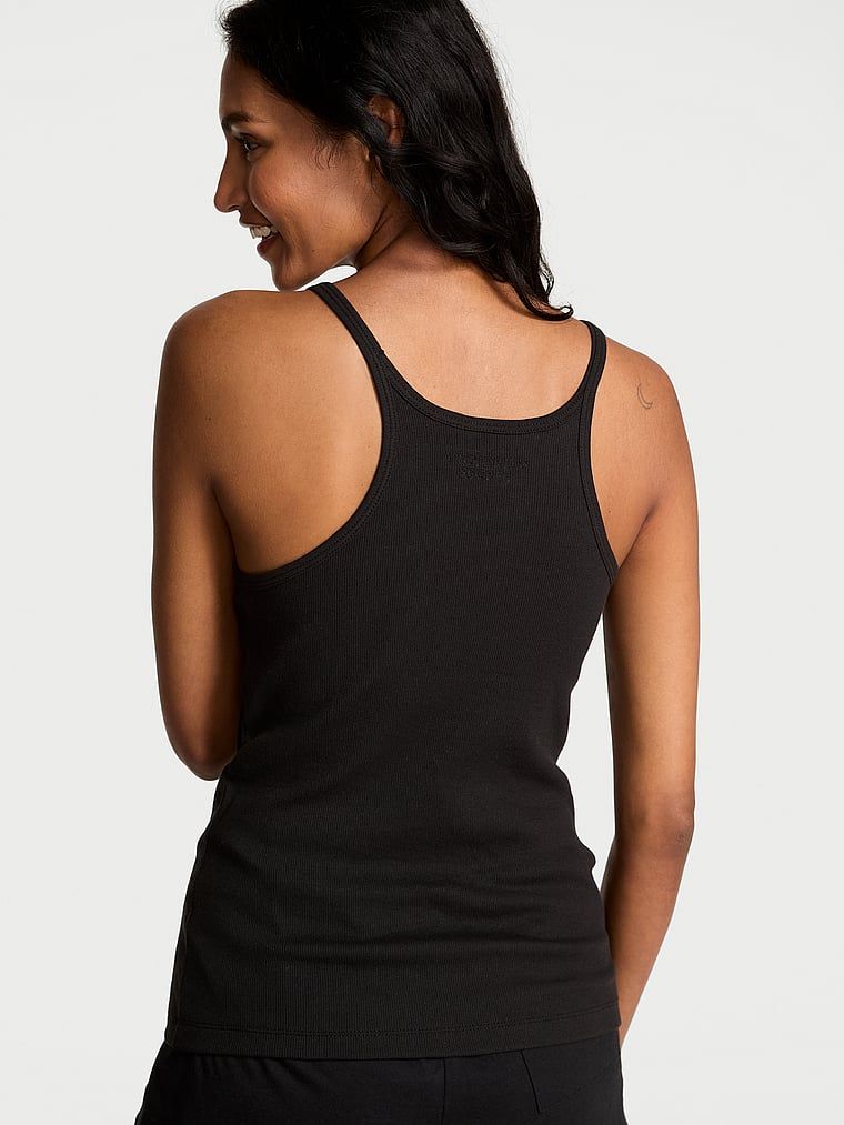 Topul de dormit din bumbac mix & match. Produsul este negru și provine din colecția Victoria's Secret.