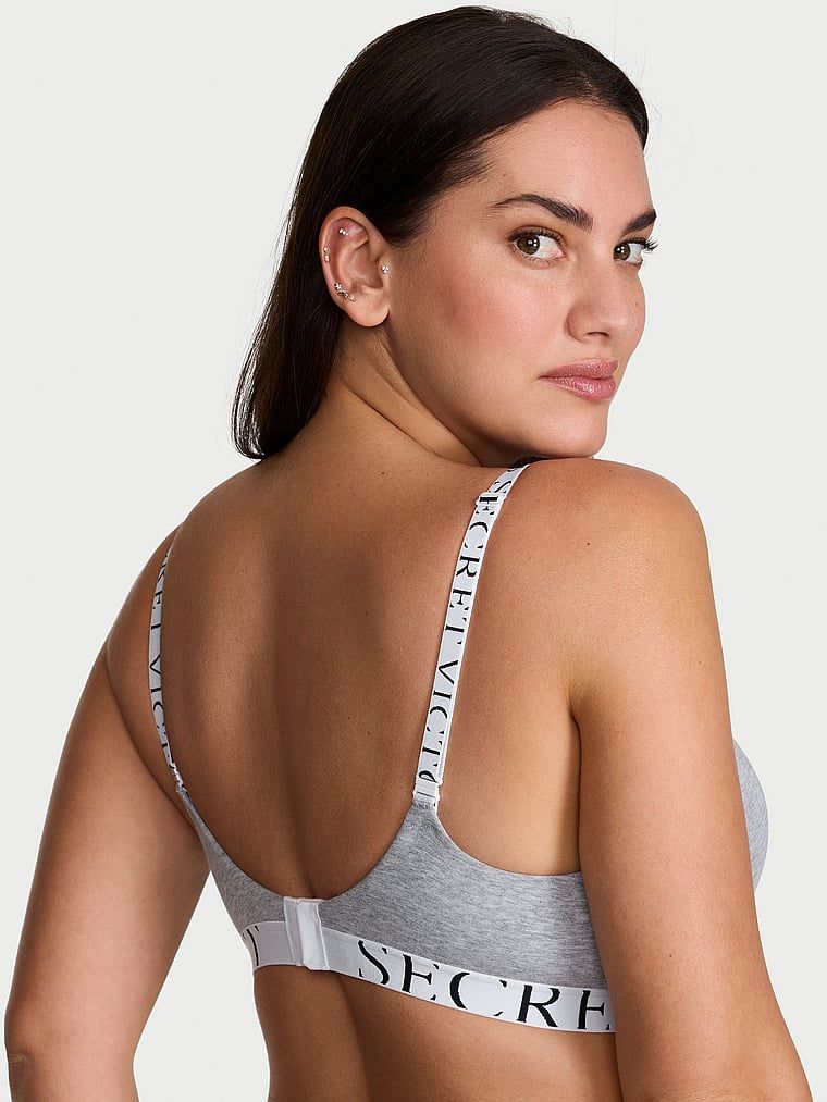 Sutien de bumbac push-up Perfect Shape Exploded Logo. Produsul este de culoare gri și provine din colecția de tricouri.