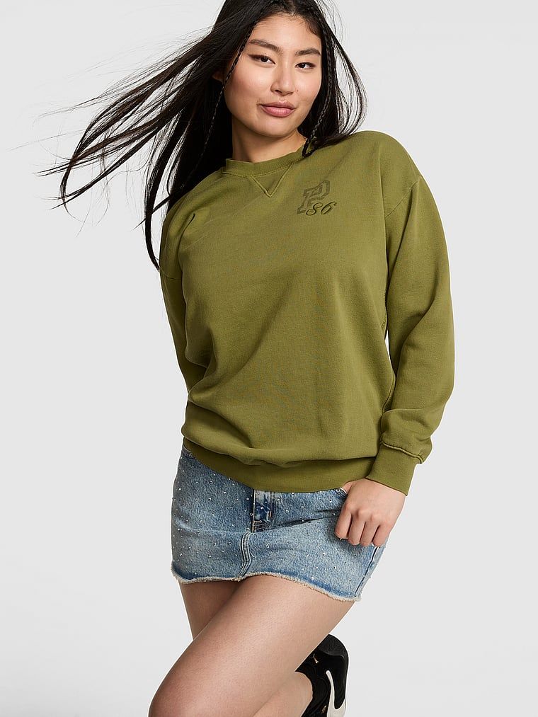Bluză tip sweatshirt Campus Fleece oversized cu guler rotund