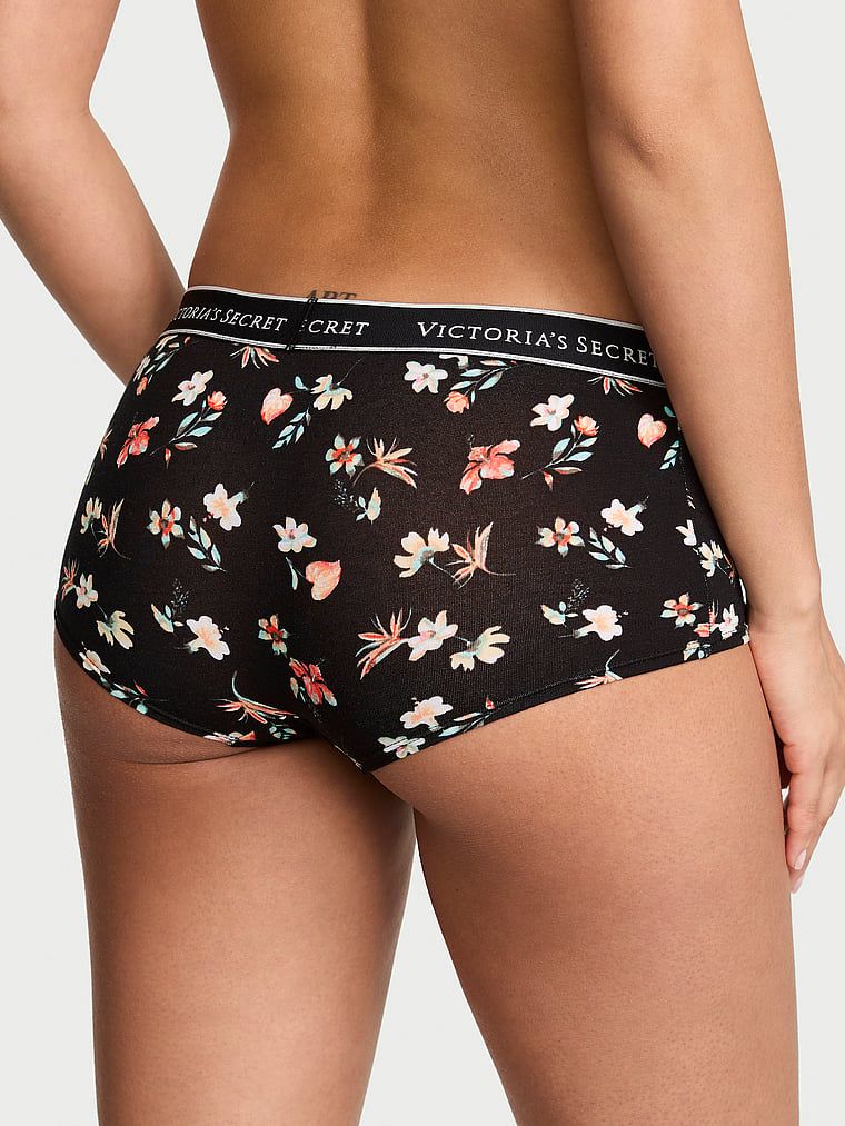 Pantaloni scurți din bumbac cu logo-ul la talie Boyshort. Produsul are un model floral și provine din colecția Bumbac.