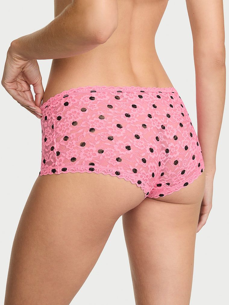 Pantaloni scurți din dantelă, pantaloni scurți cu talie joasă Boyshort. Produsul are imprimeu color și provine din colecția Lacie.