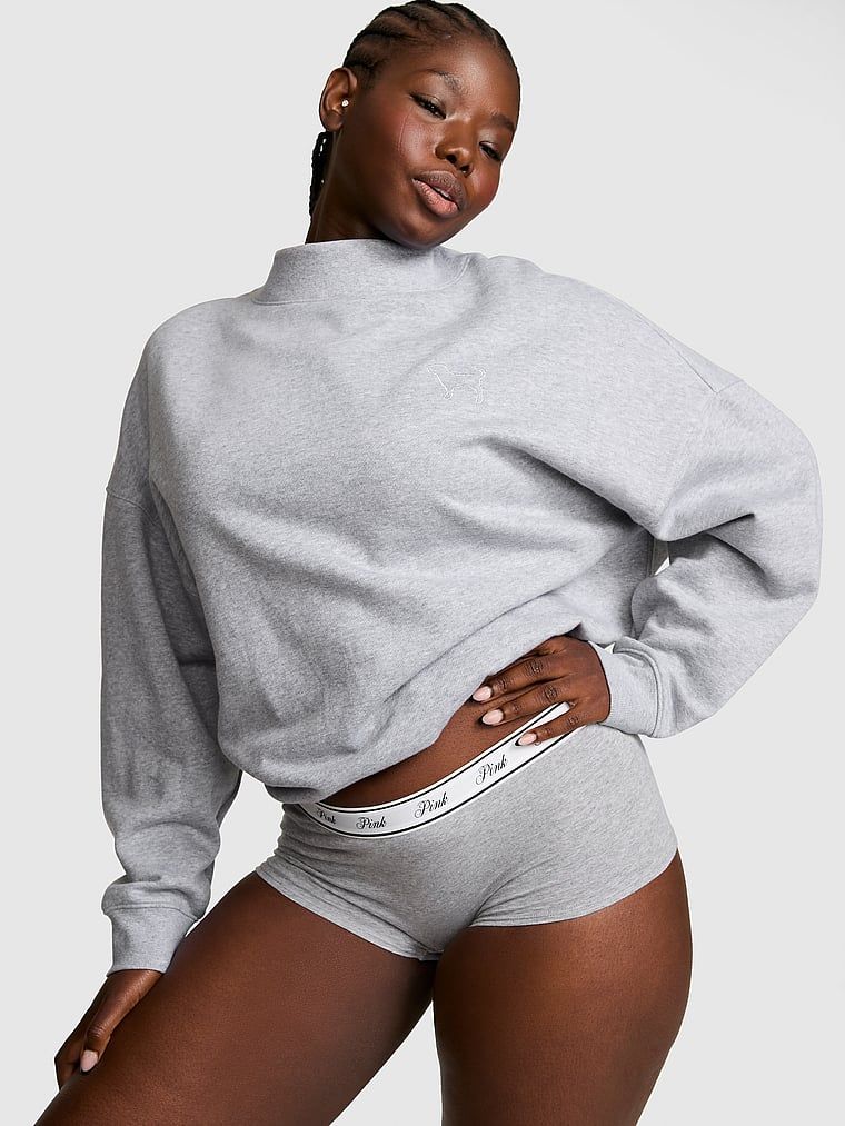 PINK Bluză oversized Campus Fleece cu guler înalt