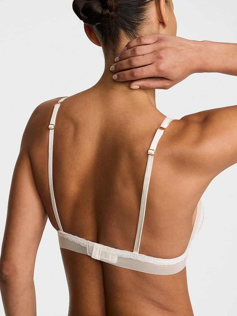Bralette bralet realizat din dantelă și plasă din plasă de dantelă. Produsul este alb și provine din colecția Dream Angels.