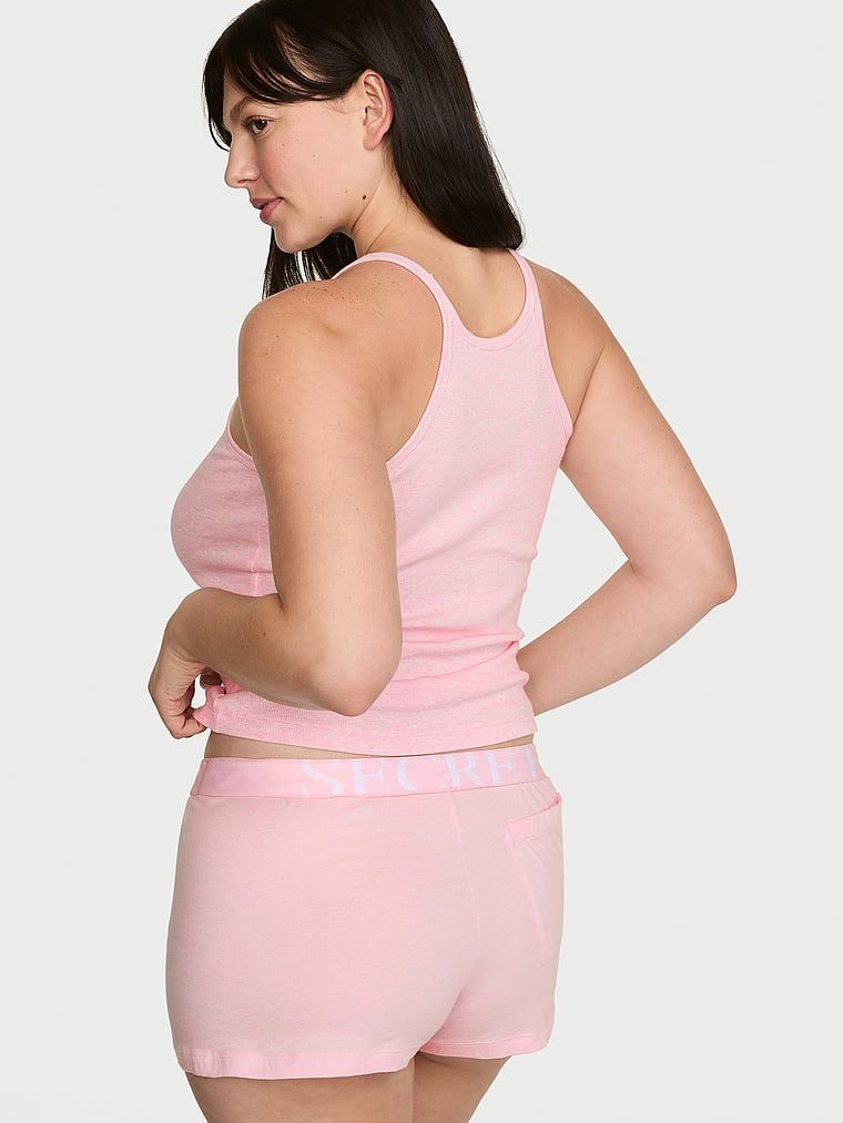 Topul de dormit din bumbac mix & match. Produsul este roz și provine din colecția Victoria's Secret.
