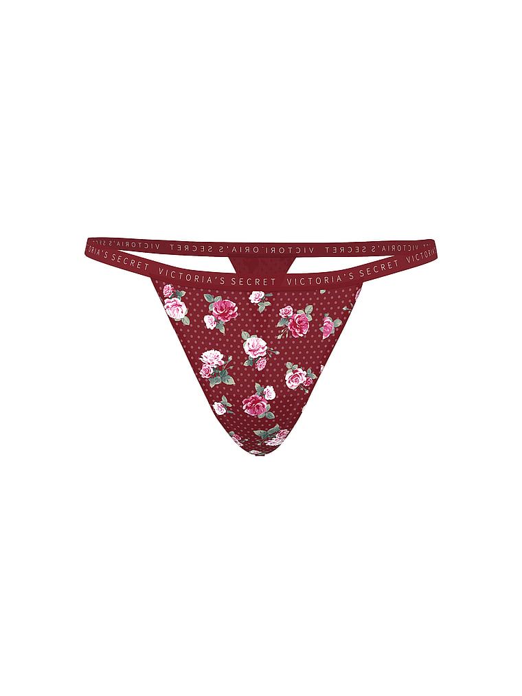 Tanga de bumbac elastic. Produsul este de culoare florală și provine din colecția Victoria's Secret.