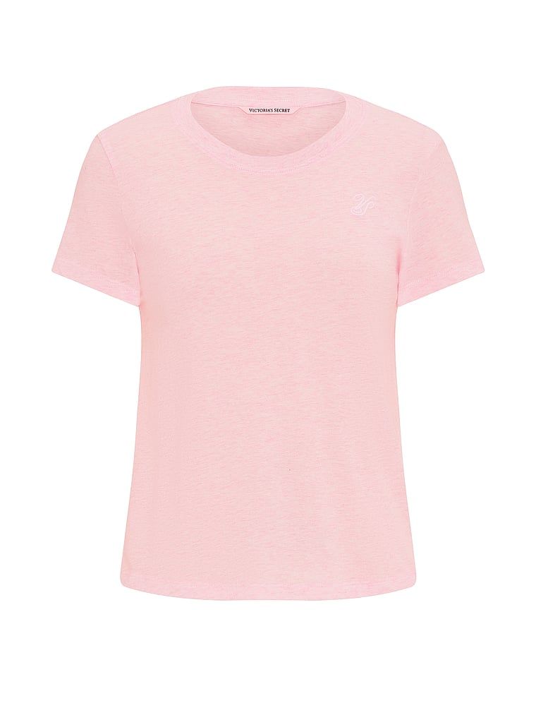 Tricou de dormit din bumbac Mix & Match. Produsul este roz și provine din colecția Victoria's Secret.