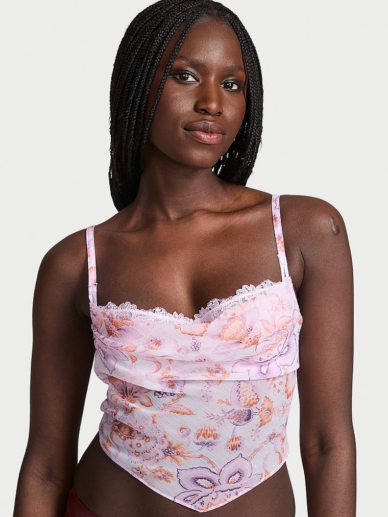 Victorias Secret Top cu sutien din șifon tip eșarfă Vintage Blossom