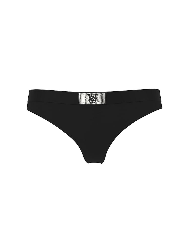 Tanga din bumbac cu logo Shine Patch strălucitor. Produsul este negru și provine din colecția Bumbac.